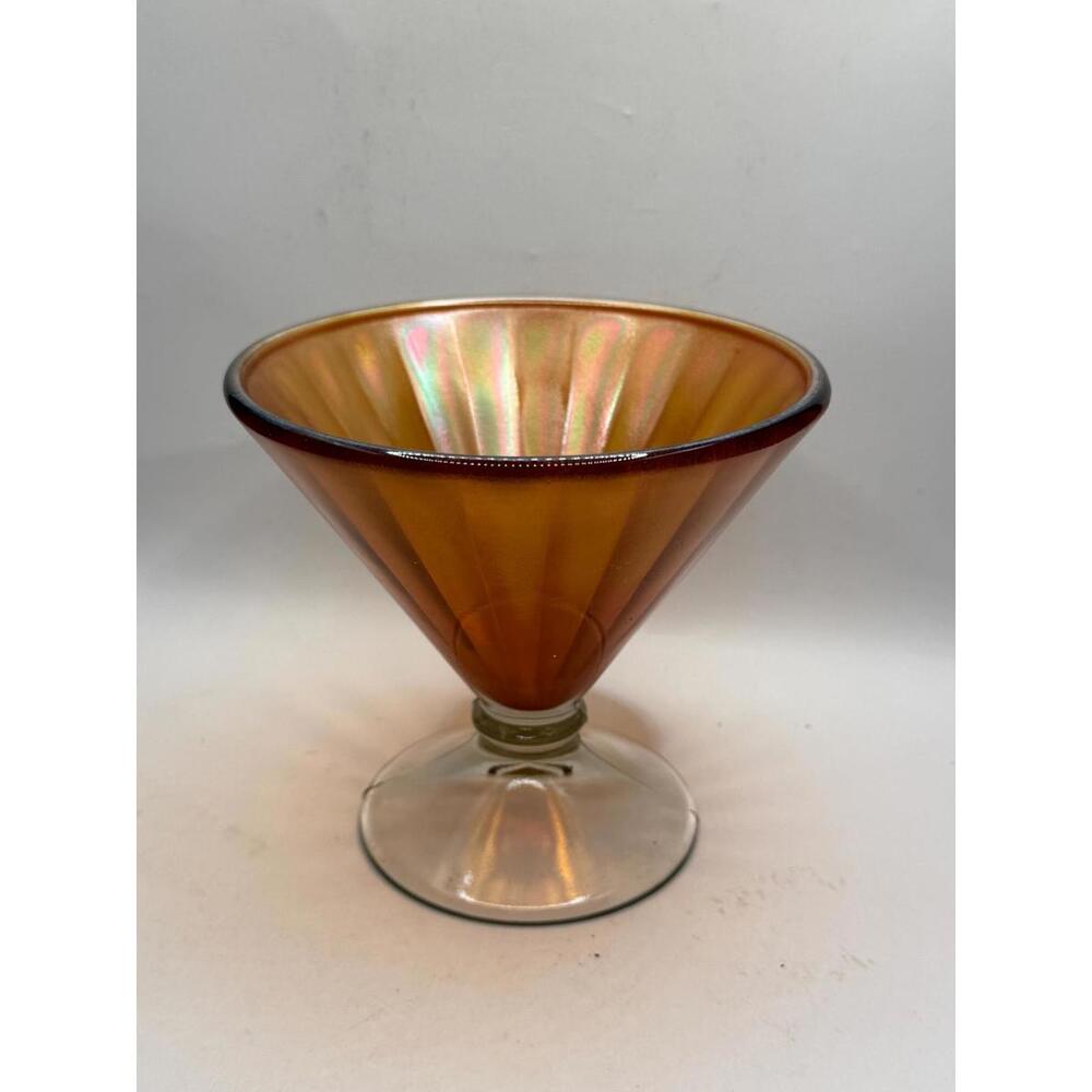 Fenton Art Glass  #735 Grecian Gold Carnival Glass Footed Candy Dish (No Lid)